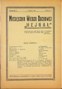 Miesięcznik Wiedzy Duchowej Hejnał zeszyt 7 1933 r.
