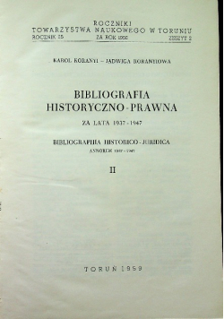 Bibliografia historyczno prawna za lata 1937 1947 tom 2