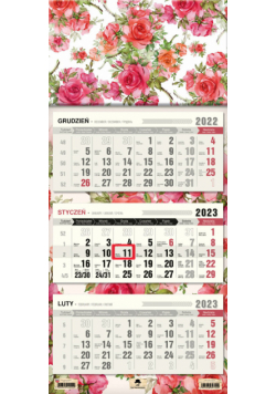 Kalendarz ścienny Trójdzielny Roses Vintage