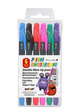 Pisaki dwustronne 6 kolorów, trójkątne, w etui
