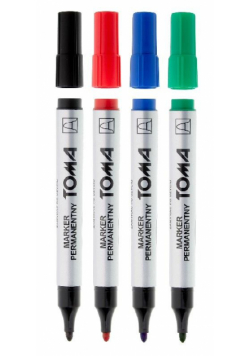 Marker permanentny okrągły mix 4 kolory TOMA