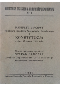 Manifest lipcowy Polskiego Komitetu Wyzwolenia Narodowego i konstytucja 1945 r.