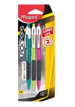 Ołówek aut. Blackpeps long life 0.5mm HB 3szt