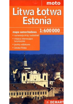 Litwa, Łotwa, Estonia Mapa samochodowa 1:600tys