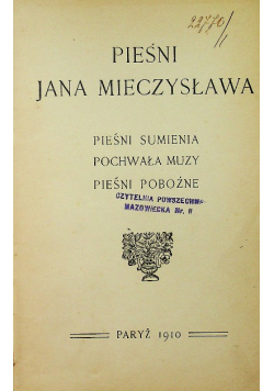 Pieśni Jana Mieczysława 1910 r.