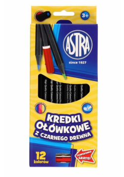 Kredki ołówkowe czarne 12 kolorów ASTRA