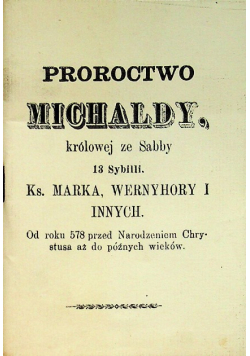 Proroctwo Michaldy królowej ze Sabby