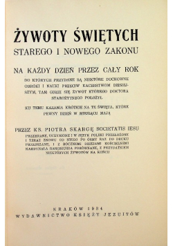 Żywoty świętych Starego i Nowego Zakonu Tom II 1934 r.