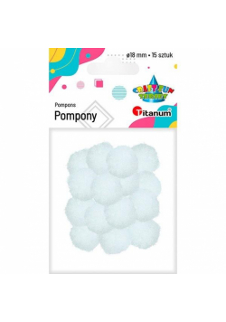 Pompony poliestrowe 18mm białe 15szt