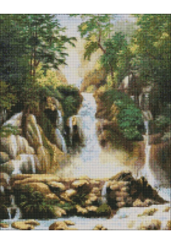 Diamentowa mozaika - Pejzaż z wodospadem 40x50cm