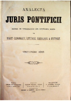 Analecta Juris Pontificii tom XXI 1882 r.