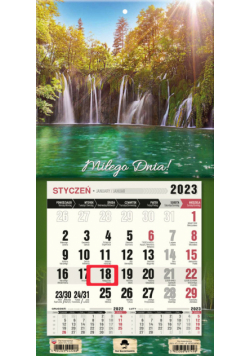 Kalendarz 2023 ścienny jednodzielny z magnesem Wodospad