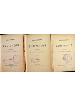 Quo Vadis Tom 1 do 3 1896 r. Wydanie I
