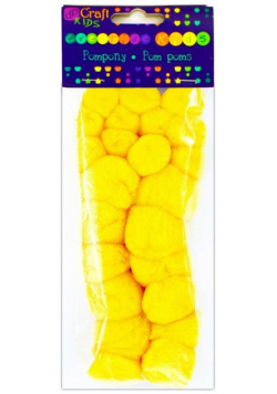 Pompony akrylowe żółte 24szt mix