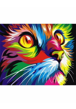 Malowanie po numerach - Tęczowy kot 40x50cm