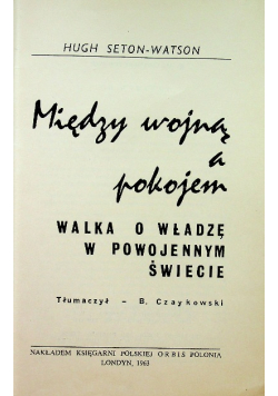 Między wojną a pokojem