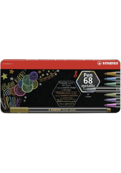 Flamastry Pen 68 Metallic etui metal 8 kol STABILO