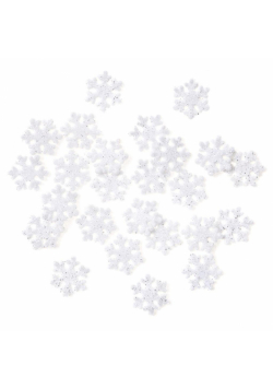 Śnieżynki z brokatem białe 2,4cm 24szt