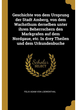 Geschichte von dem Ursprung der Stadt Amberg, von dem Wachsthum derselben unter ihren Beherrschern den Markgrafen auf dem Nordgaue, etc. In drey Theilen und dem Urkundenbuche