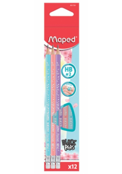 Ołówek Blackpeps Pastel HB z gumką (12szt) MAPED