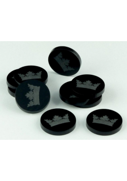 Znaczniki akryl czarne korona orkągłe 22x3mm 10szt