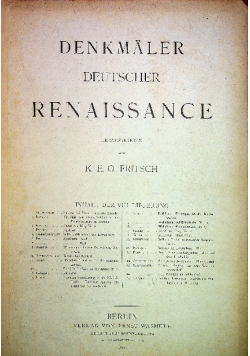 Denkmaler Deutscher Renaissance VIII 25 kart 1886 r.