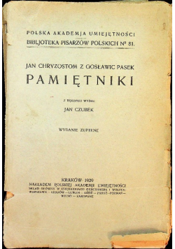 Chryzostom Pasek Pamiętniki 1929 r.