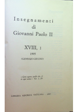 Insegnamenti di Giovanni Paolo II Tom VIII Część 1