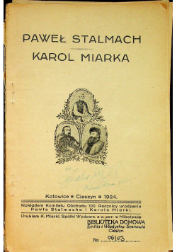 Paweł Stalmach Karol Miarka 1924 r.