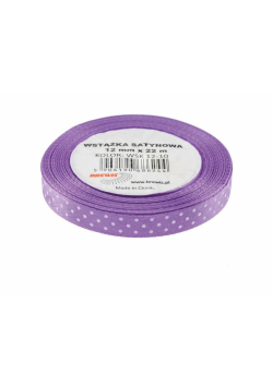 Wstążka satynowa w kropki fioletowa 12mmx22m
