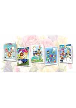 Karnet B6 brokat Urodziny 6-10 lat (10 szt) MIX