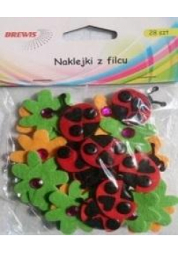 Naklejki z filcu biedronki i kwiatki 28szt