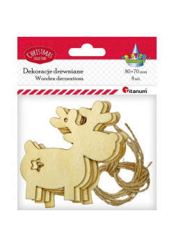 Drewniane zawieszki renifery 8szt