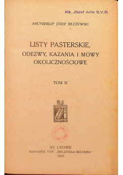 Listy pasterskie odezwy kazania i mowy okolicznościowe Tom 3 1924 r.