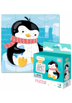 Puzzle 16 + kolorowanka Pingwinek