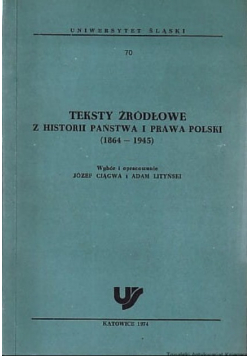 Teksty źródłowe z historii państwa i prawa Polski 1864 1945