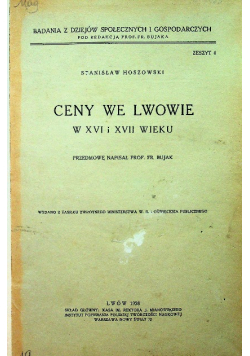 Ceny we Lwowie 1928 r.
