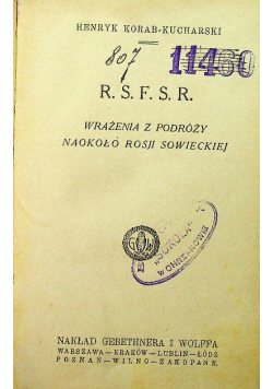 RSFSR Wrażenia z podróży naokoło Rosji Sowieckiej 1923 r.