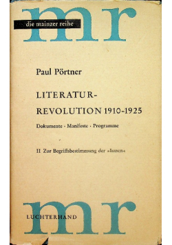 Literatur revolution 1910 1925