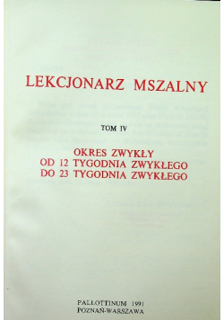 Lekcjonarz Mszalny Tom IV