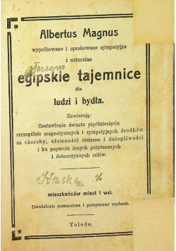 Egipskie tajemnice ok 1919 r.