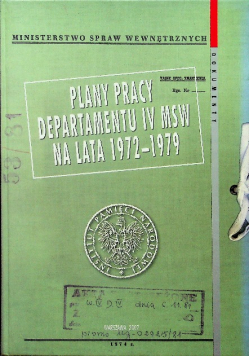 Plany pracy departamentu IV MSW na lata 1972-1979