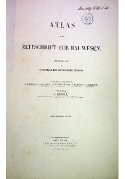 Atlas zur Zeitschrift fur Bauwesen Jahrgang XXXI 1881 r.