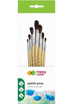 Pędzle szkolne pony okragłe 7szt HAPPY COLOR