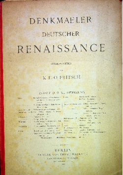 Denkmaler Deutscher Renaissance XII 24 kart 1890 r.