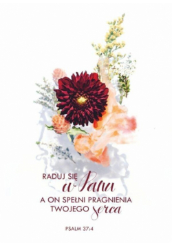 Kartka - Raduj się w Panu... - kwiat bordo