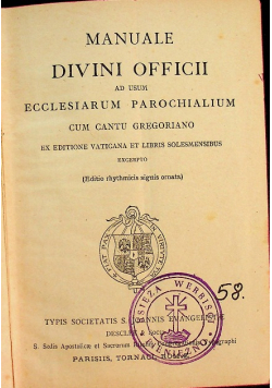 Manuale divini officii  ad usum ecclesiarum 1930 r.