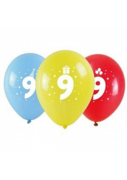 Balony z nadrukiem 9 28cm 3szt
