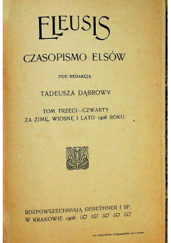 Eleusis Czasopismo elsów 1903 r.
