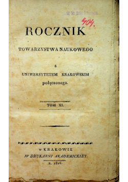 Rocznik towarzystwa naukowego Tom XI 1826 r.